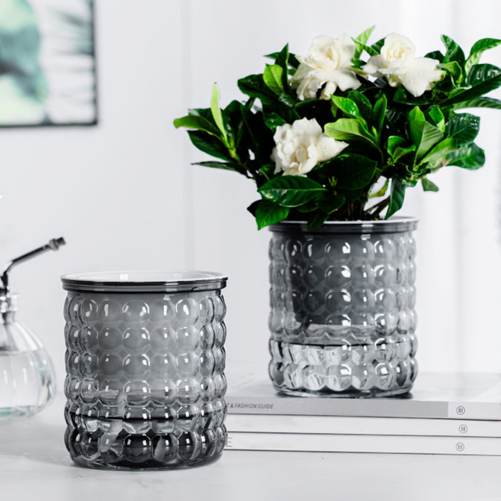 Vaso de flores com rega automática, vaso de plantas de plástico transparente par